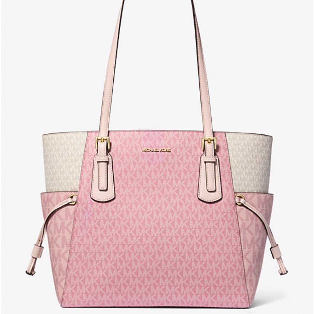 Michael Kors Pink and Cream Tote with Gold Hardware